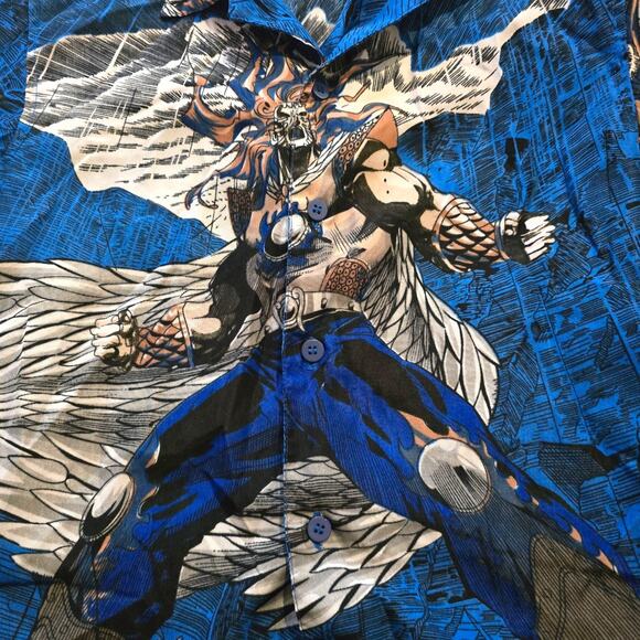 Vintage Claudio Nucci Anime Button Up Shirt Boys SZ S 8 Anime Winged Warrior - Picture 3 of 8